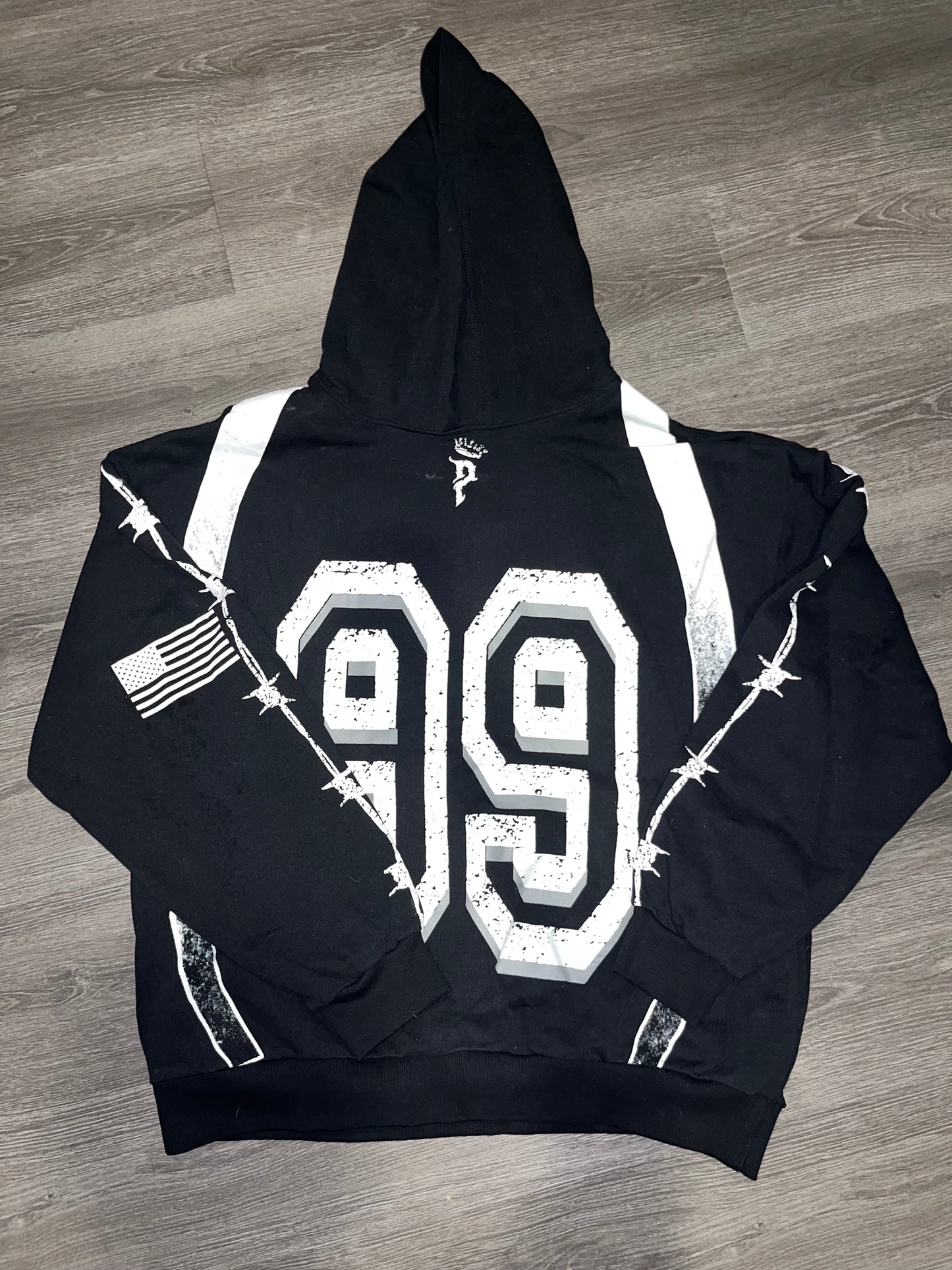 BARBED WIRED CHAMPION HOODIE.